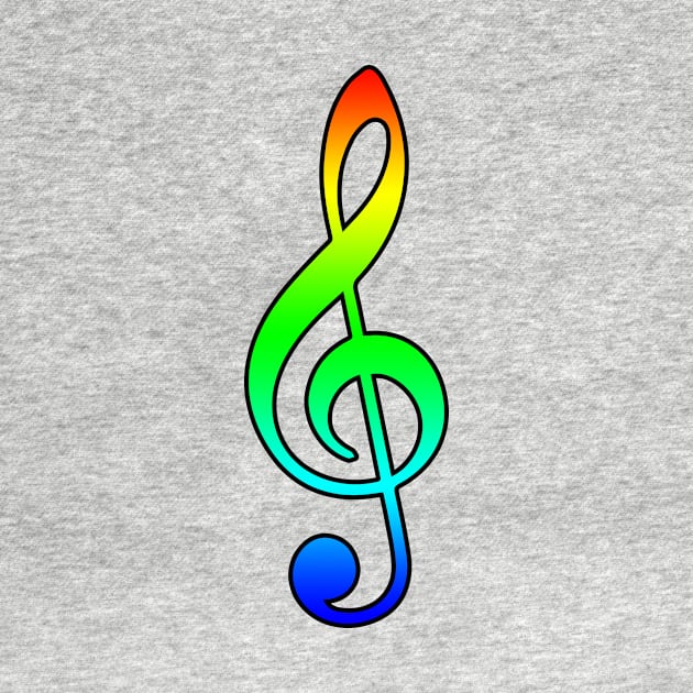 Rainbow Treble Clef by Kelly Louise Art